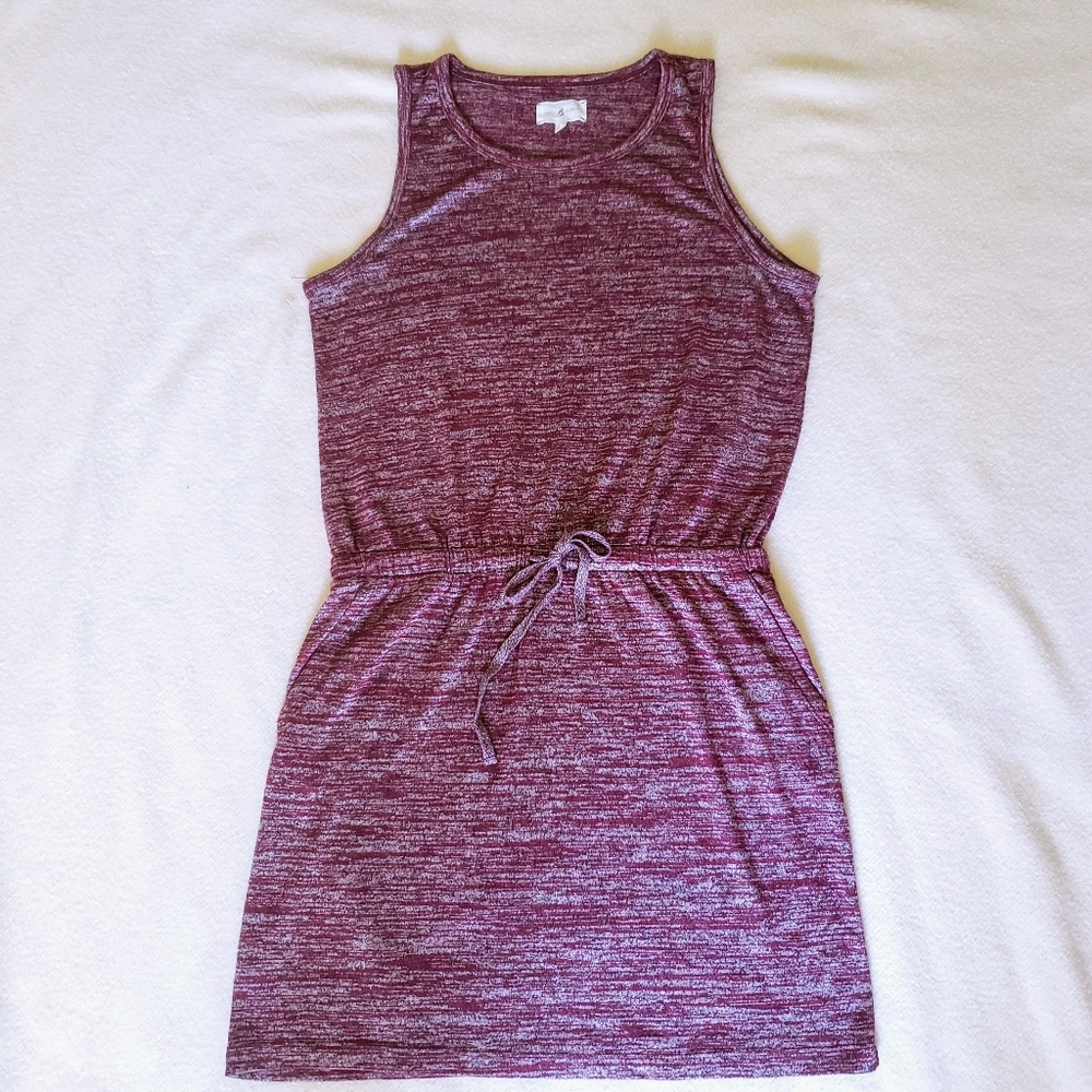 Lou & Grey Tie Waist Knit Tank Dress Burgundy